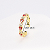 Brass Micro Pave Cubic Zirconia Open Cuff Rings with Enamel BR9134-1-3