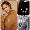 2Pcs Alloy & Plastic Imitation Pearl Flower Hanging Chain Brooches FIND-LP0001-62-4