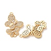 Brass Micro Pave Clear Cubic Zirconia Connector Charms CU-CBA4579-01G-C-3