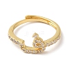 Rack Plating Brass Cubic Zirconia Arabic Letters Adjustable Rings for Women RJEW-S407-10G-09-2