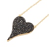 Brass Micro Pave Cubic Zirconia Heart Pendant Necklaces NJEW-Z003-01B-1