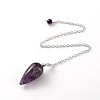 Teardrop Platinum Tone Brass Natural & Synthetic Mixed Stone Dowsing Pendulums MAK-M015-03-2