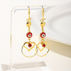 Fashionable Brass Heart with Evil Eye Tassels Hoop Earrings VN7480-2