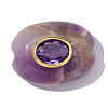 Brass Micro Pave Cubic Zirconia & Amethyst Beads GG-OY001-06G-02-1