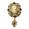 Retro Alloy Rhinestone Oval Brooch JEWB-B022-01AG-01-1