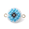 Halloween Glass Peal & Glass Seed Beaded Round Eye Links Connector Charms PALLOY-MZ00948-07-1