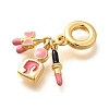 Brass Enamel Lipstick & Perfume European Dangle Charms KK-U048-05G-02-2