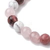 8.5mm Round Natural Rhodonite & Howlite & Strawberry Quartz & Rose Quartz  Bead Stretch Bracelets for Women BJEW-JB10944-06-2