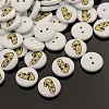 2-Hole Flat Round Number Printed Wooden Sewing Buttons BUTT-M002-1-1