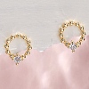 Brass Clear Cubic Zirconia Stud Earrings EJEW-Q014-33G-4