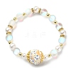 Synthetic Moonstone & Hematite & Plastic Imitation Pearl Beaded Stretch Bracelet BJEW-JB09504-2