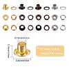 200 Sets 4 Colors Iron Grommet Eyelet Findings SCRA-GF0001-02-2