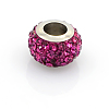 304 Stainless Steel Polymer Clay Rhinestone European Beads CPDL-J015-M-2
