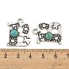 Synthetic Turquoise & Alloy Pendants PALLOY-H146-01AS-B-3
