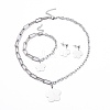 304 Stainless Steel Paperclip Chains & Cable Chain Jewelry Sets SJEW-K153-08P-1