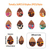 Beadthoven 16Pcs 8 Styles Transparent Resin & Walnut Wood Pendants RESI-BT0001-30-12