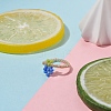 Glass Seed Braided Grape Finger Ring RJEW-TA00044-01-2