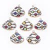 Electroplate Printed Natural Scallop Shell Pendants SSHEL-R047-04-A05-2