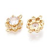 Brass Pave Clear Cubic Zirconia Connector Charms KK-N284-20G-2