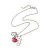 Teather's Day Alloy Red Apple Book Ruler Pendant Necklaces NJEW-TA00185-4