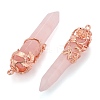 Natural Rose Quartz Pointed Pendants G-O164-02-RG06-2