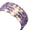 5Pcs 5 Style Natural Amethyst & Pearl & Shell Star Beaded Stretch Bracelets Set BJEW-JB09495-04-4