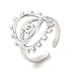 201 Stainless Steel Open Cuff Ring Rhinestone Settings RJEW-E063-40P-1