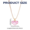 1Pc Hot Pink Heart Zinc Alloy Glass Pendant Box Chain Necklaces for Women NJEW-LP0004-20-2