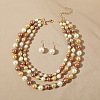 Resin Imitation Pearl Round Beaded Multilayer Necklaces & Dangle Earrings Sets WG4EAB6-04-1