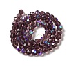 Electroplate Transparent Glass Beads Strands EGLA-A035-T8mm-L13-2