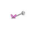 Butterfly Stainless Steel Enamel Straight Barbell 15 Gauge Piercing Tongue Rings for Women Men WG3D6AB-01-2