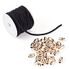 5M Round Nylon Elastic Cord with 100Pcs Gold Plastic Beads DIY-TA0011-37-2