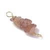 10Pcs 5 Styles Constellation Natural Citrine & Black Tourmaline & Aquamarine & Strawberry Quartz & Rose Quartz Copper Wire Wrapped Chip Beaded Connector Charms PALLOY-JF02905-01-5