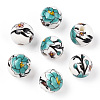 Handmade Printed Porcelain Beads PORC-Q199-8mm-17-1