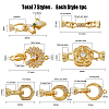 SUPERFINDINGS 7Pcs 7 Styles Rack Plating Brass Micro Pave Clear Cubic Zirconia Fold Over Clasps KK-FH0004-70-2