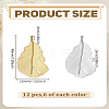 12Pcs 2 Colors Feather Alloy Pendants FIND-LP0005-29-2