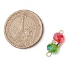 Red & Green Faceted Rondelle Transparent Glass & Brass Rhinestone Peanut Connector Charms PALLOY-JF02999-2