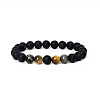 8MM Round Dyed Natural Tiger Eye and Lava Rock Yoga Beaded Stretch Bracelets ZG6546-8-1