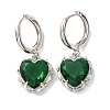 Valentine's Day Heart Brass & Glass Hoop Earrings EJEW-Z164-23P-04-4
