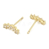 Brass Micro Pave Clear Cubic Zirconia Stud Earrings EJEW-R016-26G-15-4