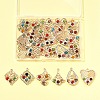 30Pcs 6 Styles Iron & Glass Pendants IFIN-FS0001-52-6