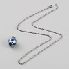 304 Stainless Steel Football Pendant Necklace with Rolo Chains for Women X1-NJEW-SZC0003-02P-2