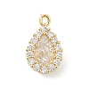 Brass Micro Pave Clear Cubic Zirconia Charms KK-B130-01G-02-1