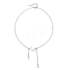 201 Stainless Steel Moon and Star Pendant Brass Cable Chain Necklaces NJEW-JN05787-4