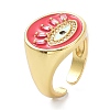 Flat Round with Evil Eye Cubic Zirconia Wide Band Ring for Girl Women ZIRC-C025-42G-4