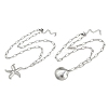Bohemian Styles 304 Stainless Steel Starfish and Shell Shape Pendant Double Layer Necklaces for Women LS-NJEW-F343-01P-4