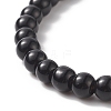 Glass & Natural Lava Rock & Synthetic Hematite Stretch Bracelet Sets BJEW-JB09204-4