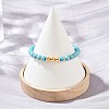 Faceted Round Synthetic Turquoise & Brass Beaded Bracelets KK-H299-02G-3
