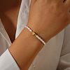 Bohemian Imitation Pearl Bead Braided Bead Bracelets for Women. with Non-magnetic Hematite Heart Charm RI6613-4