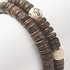 2Pcs 2 Style Cross Natural Wood & Coconut Beaded Stretch Bracelets Set for Women BJEW-JB09317-5